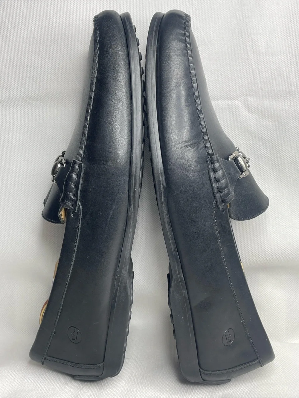 Peter Millar Leather Horsebit Slip On Shoes Mens 12 1/2 W Black Driving Loafers